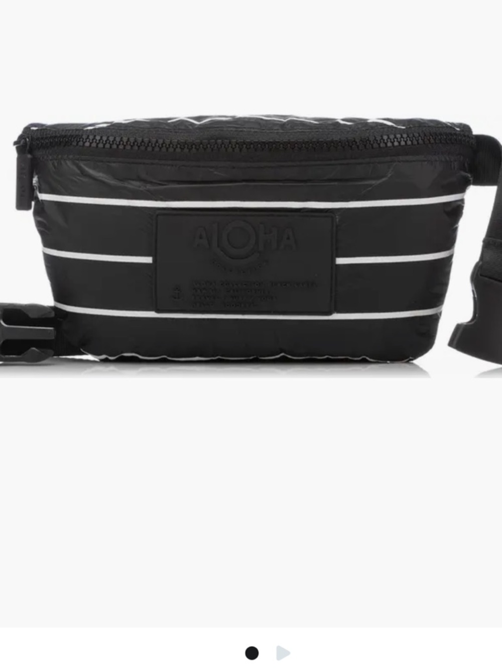 ALOHAS Black Waist Bag with White Stripes